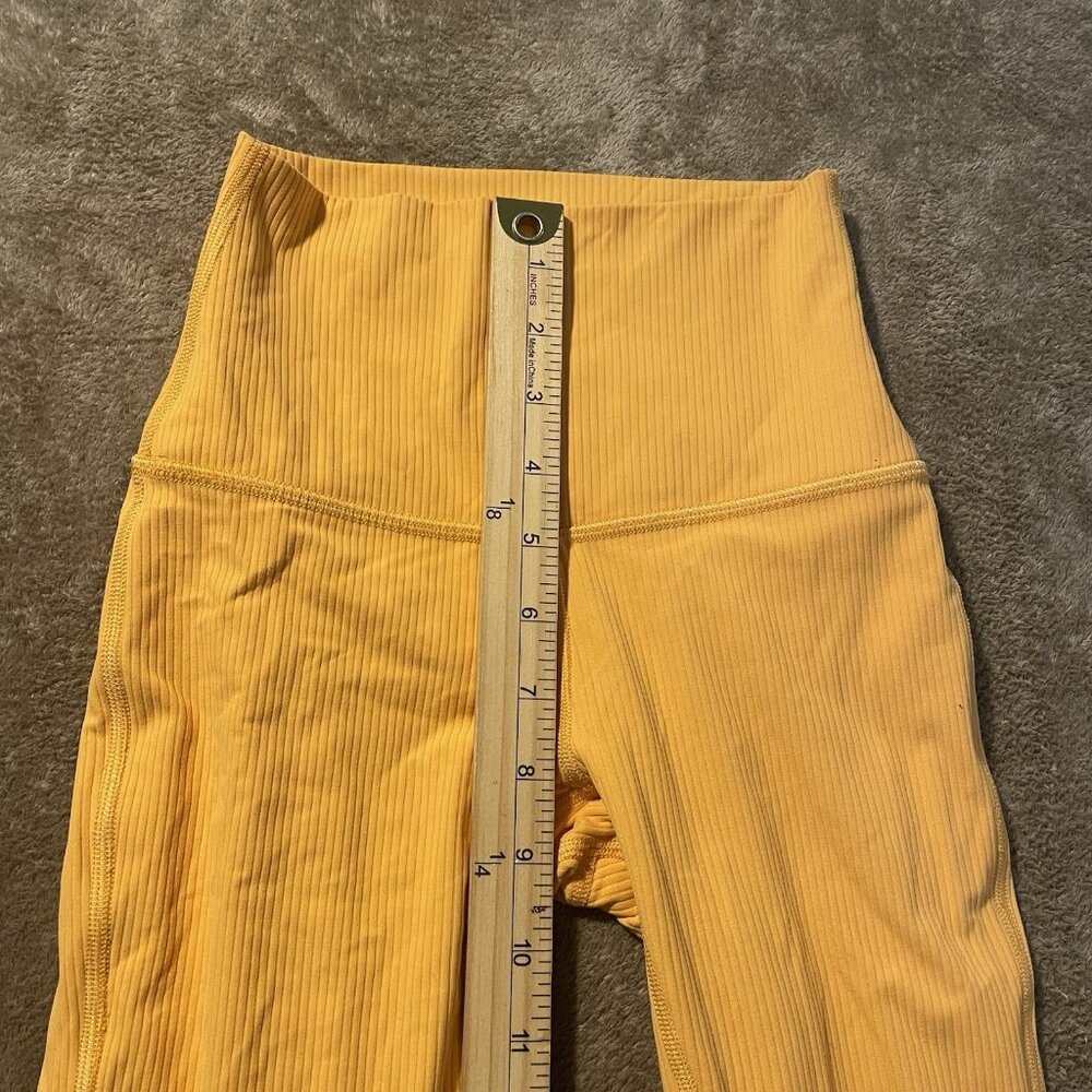 Lululemon Leggings Womens 0 Align Yellow Ribbed High Rise Pants Active Stretch - Picture 5 of 7